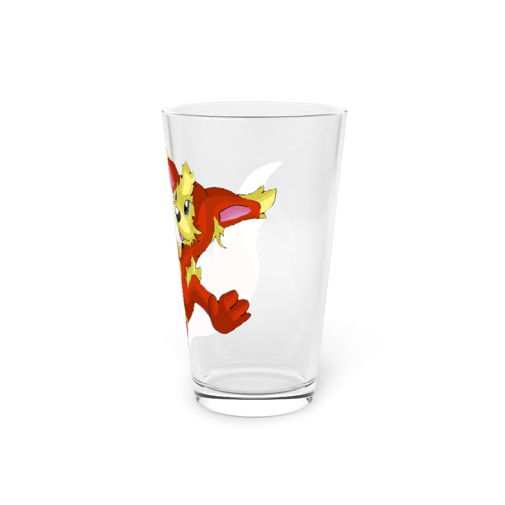 Blazeon Pint Glass, 16oz, clear glass with custom printed design, perfect for beverages.