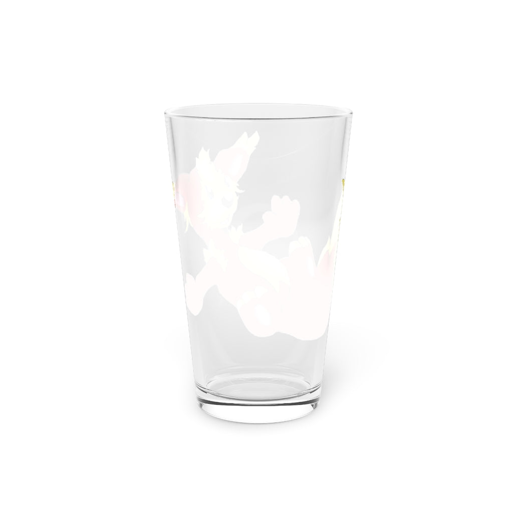 Blazeon Pint Glass, 16oz, clear glass with custom printed design, perfect for beverages.