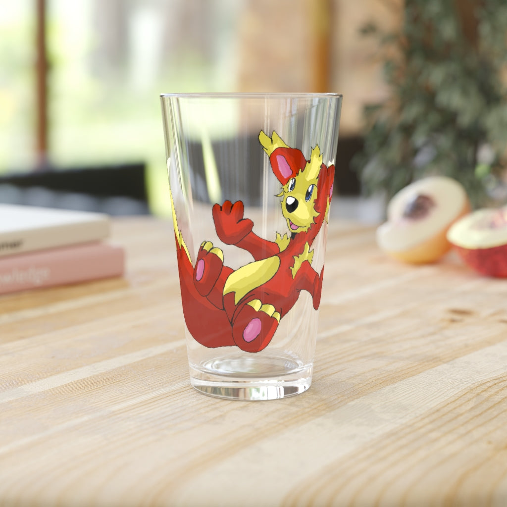 Blazeon Pint Glass, 16oz, clear glass with custom printed design, perfect for beverages.