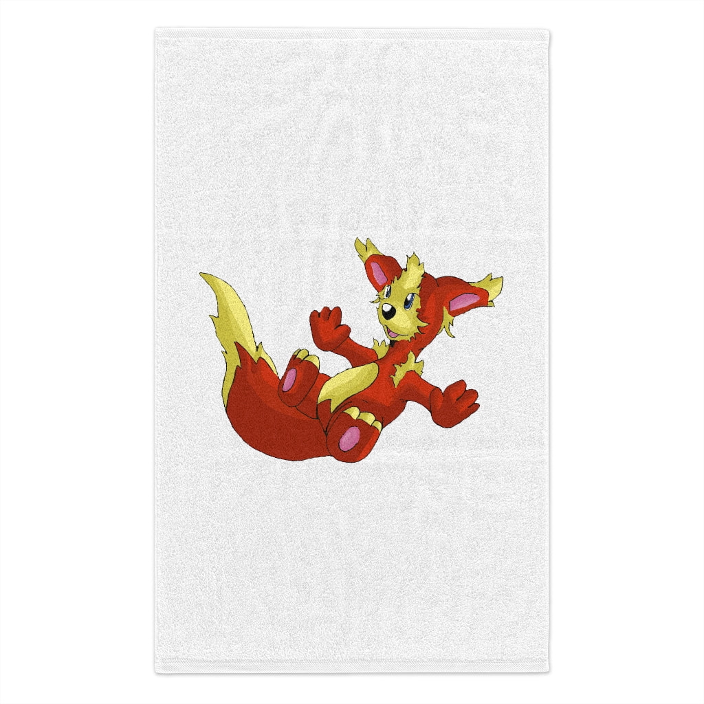 Blazeon Rally Towel measuring 11x18 inches, featuring a soft polyester front and absorbent cotton backing, ideal for sports and events.