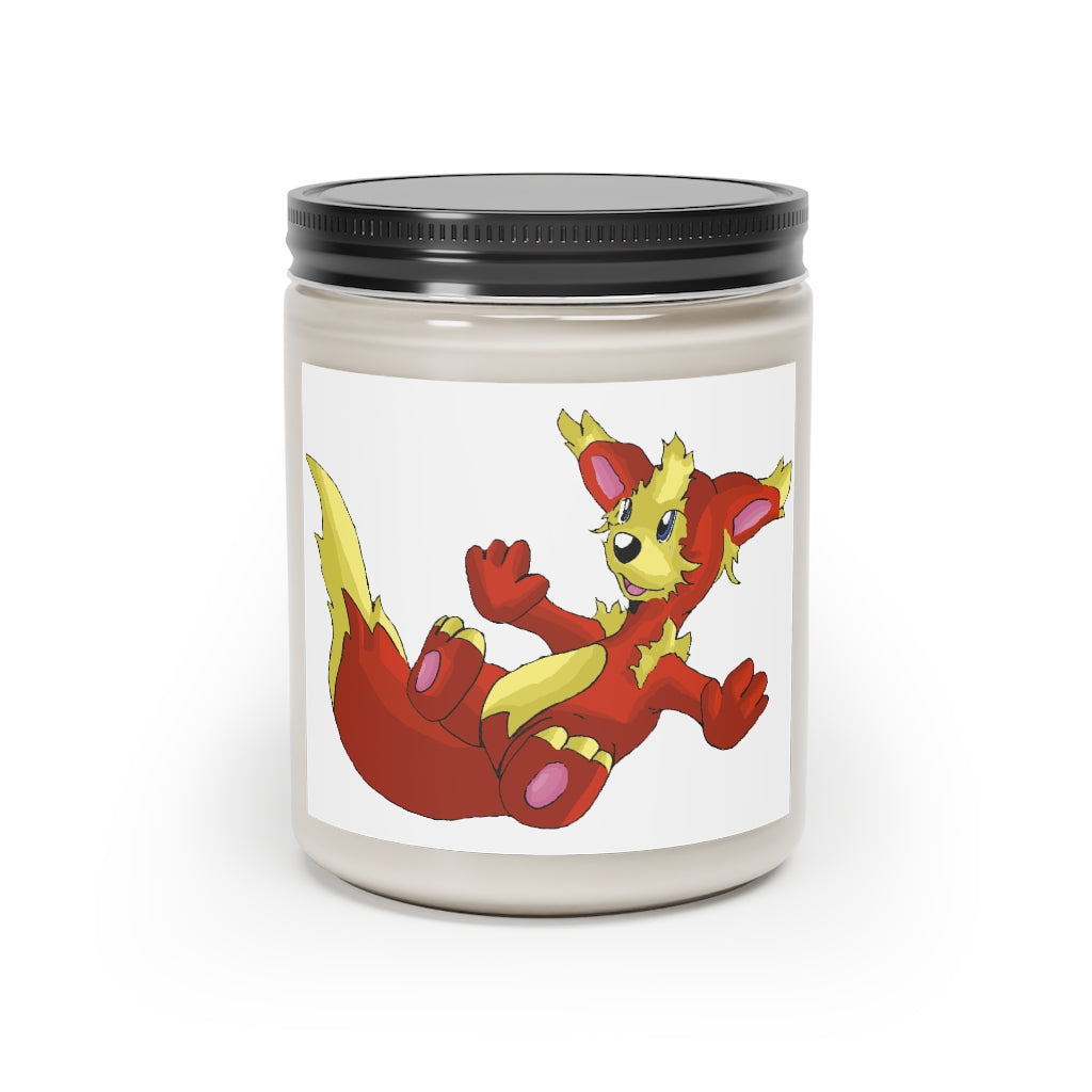 Blazeon Scented Candle in a glass container, featuring a permanent label, showcasing its vegan soy coconut wax and soothing aroma.