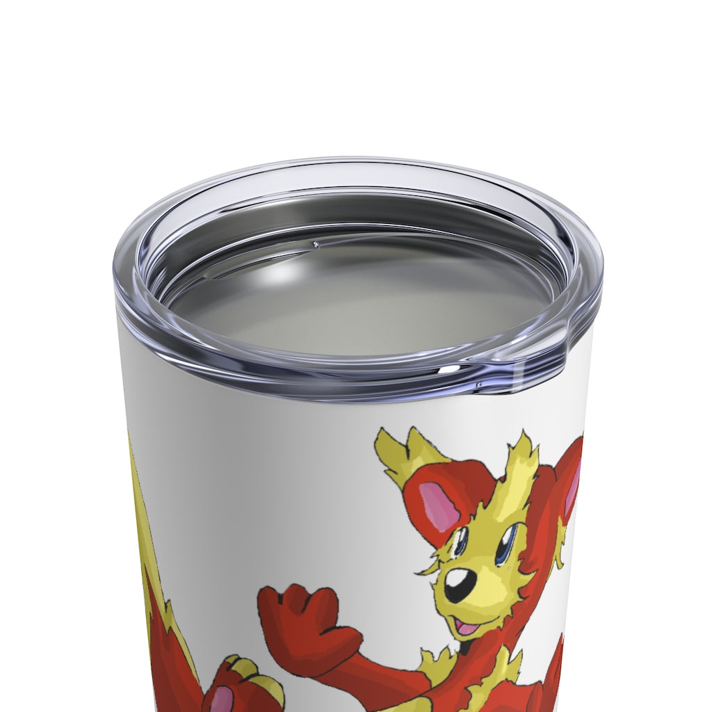 Blazeon Tumbler 10oz in stainless steel with a see-thru plastic lid, showcasing its sleek design and rounded corners.