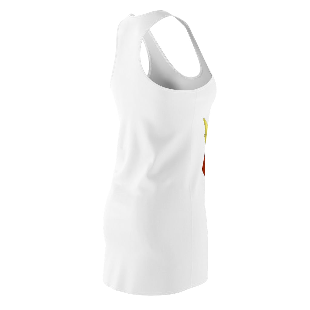 Blazeon Women's Cut & Sew Racerback Dress showcasing a stylish design with a sporty fit, made from lightweight polyester fabric.