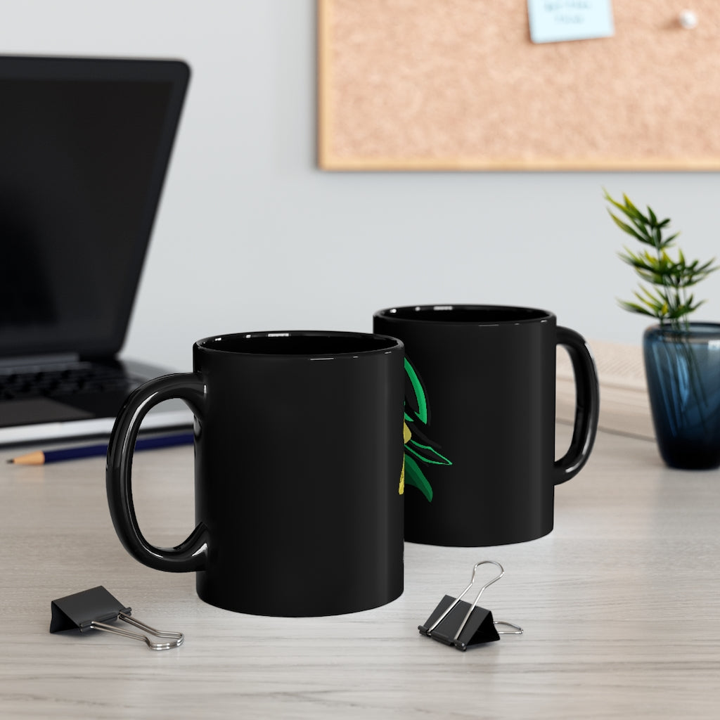 Bliblax Black Mug 11oz featuring a sleek black ceramic design with rounded corners and a comfortable C-handle.