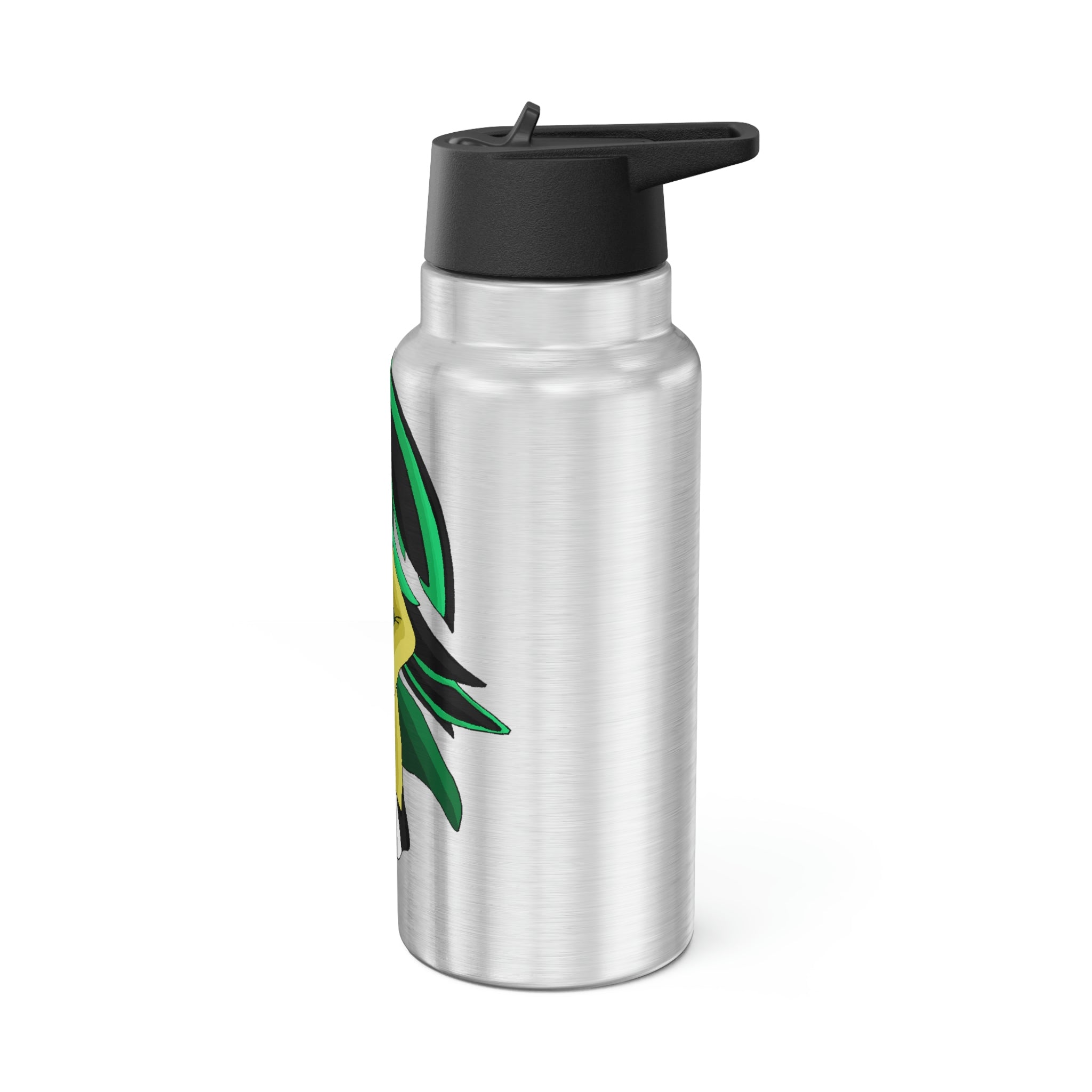 Bliblax Gator Tumbler in stainless steel with a custom design and plastic straw, showcasing its 32oz capacity.