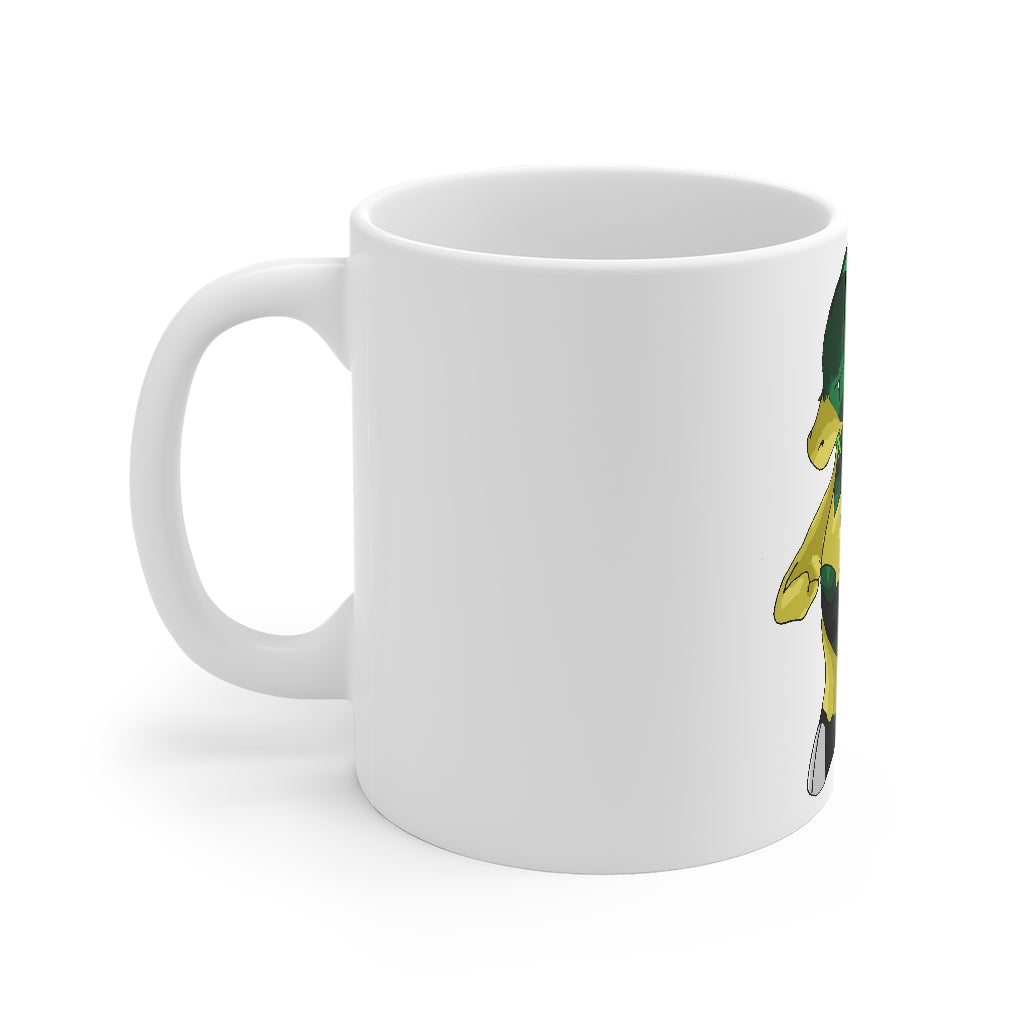 Bliblax Mug 11oz, a white ceramic mug with rounded corners and a C-handle, perfect for coffee, tea, and hot chocolate.