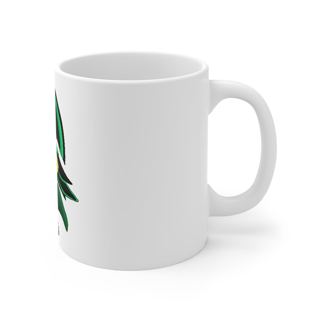 Bliblax Mug 11oz, a white ceramic mug with rounded corners and a C-handle, perfect for coffee, tea, and hot chocolate.