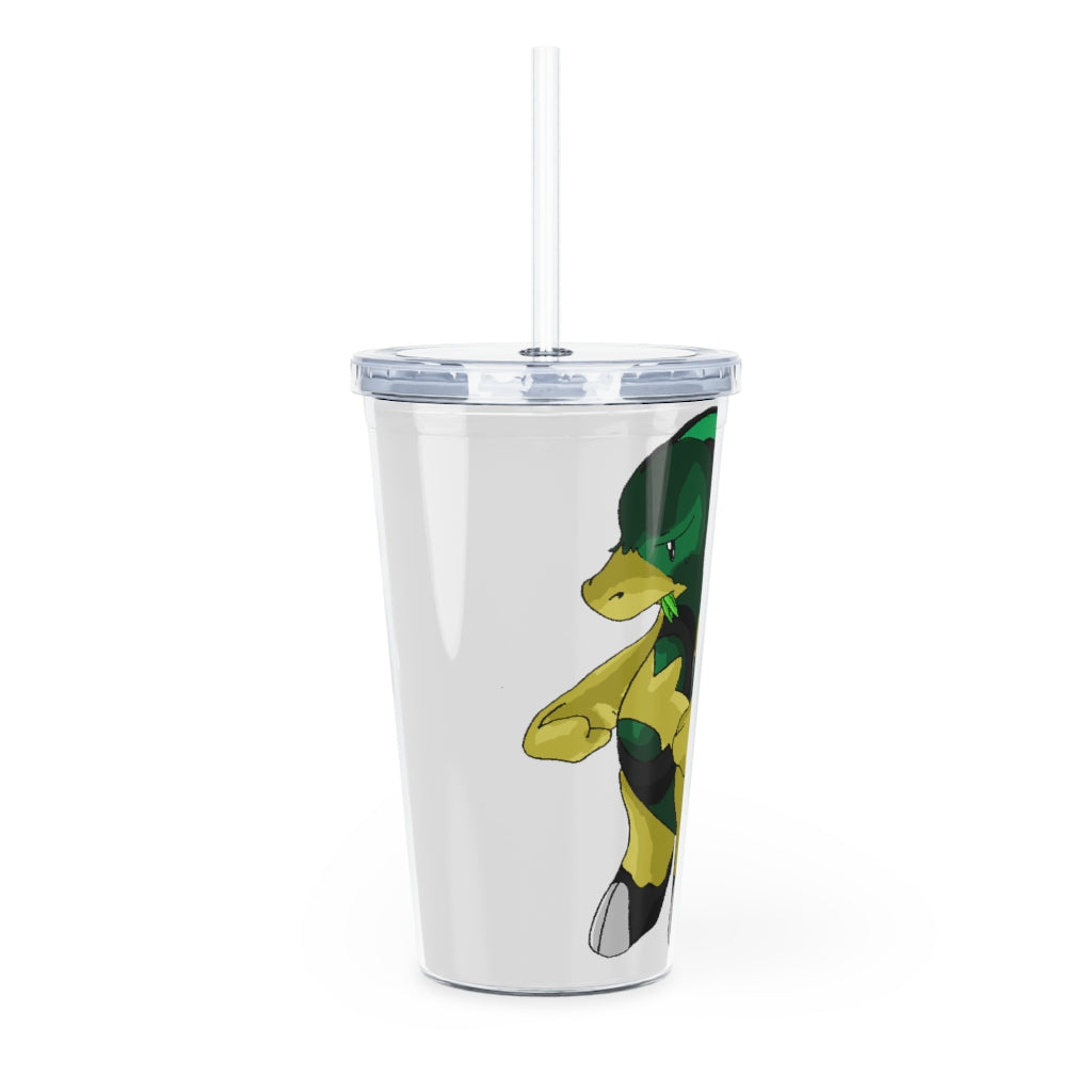 Bliblax Plastic Tumbler with Straw in vibrant colors, featuring a lid and reusable straw, perfect for personalized drinks.