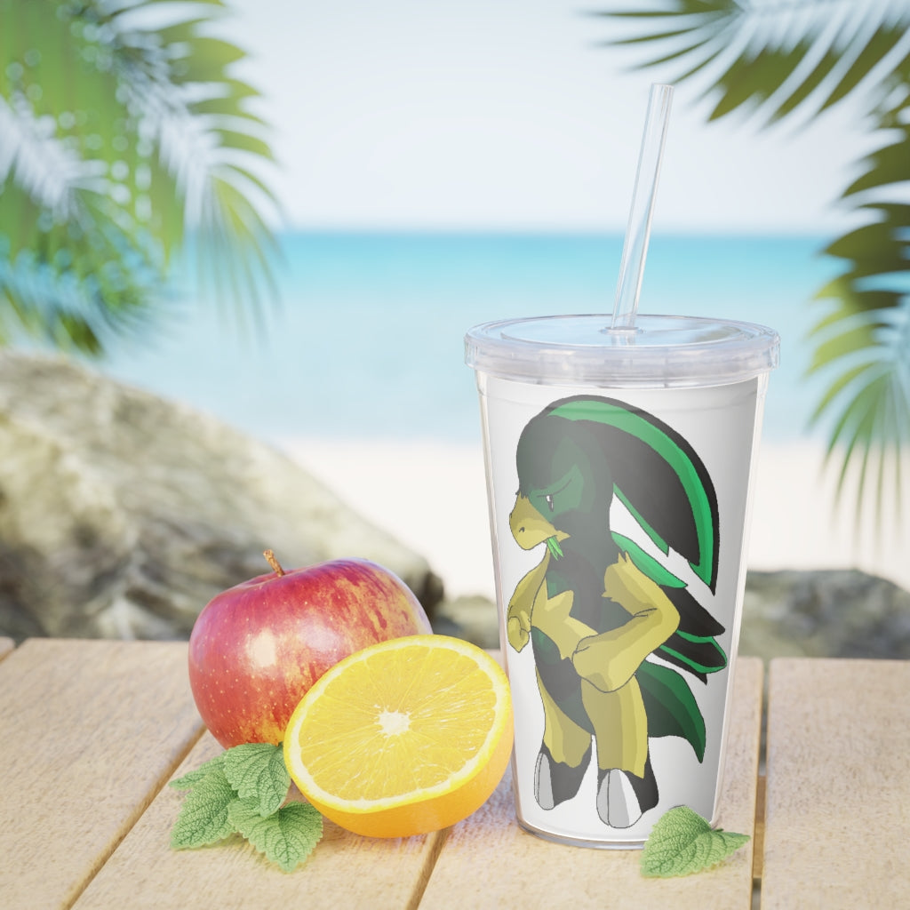 Bliblax Plastic Tumbler with Straw in vibrant colors, featuring a lid and reusable straw, perfect for personalized drinks.