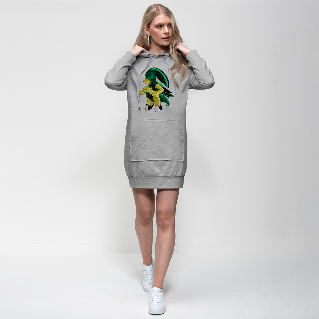 Bliblax Premium Adult Hoodie Dress featuring a relaxed fit, hood, and kangaroo pouch pocket in a stylish design.