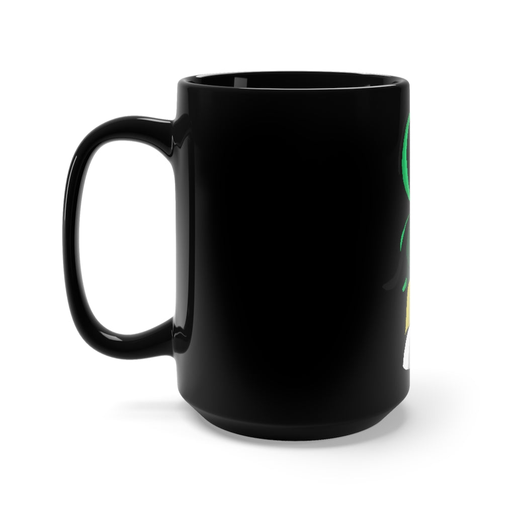 Bliscor Black Mug 15oz, a stylish black ceramic mug with a C-handle, perfect for coffee and tea lovers.