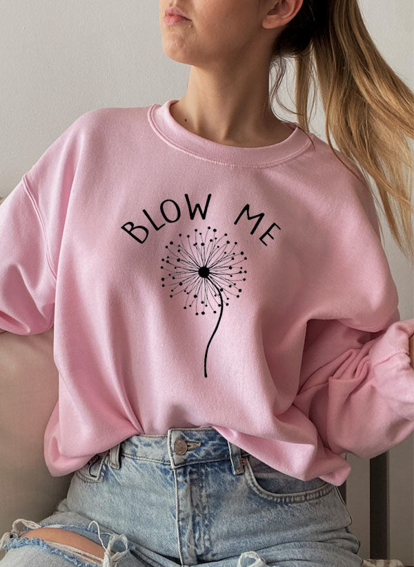 Blow Me Sweat Shirt featuring unique artistic designs, made from soft cotton/poly fleece blend, perfect for casual wear.