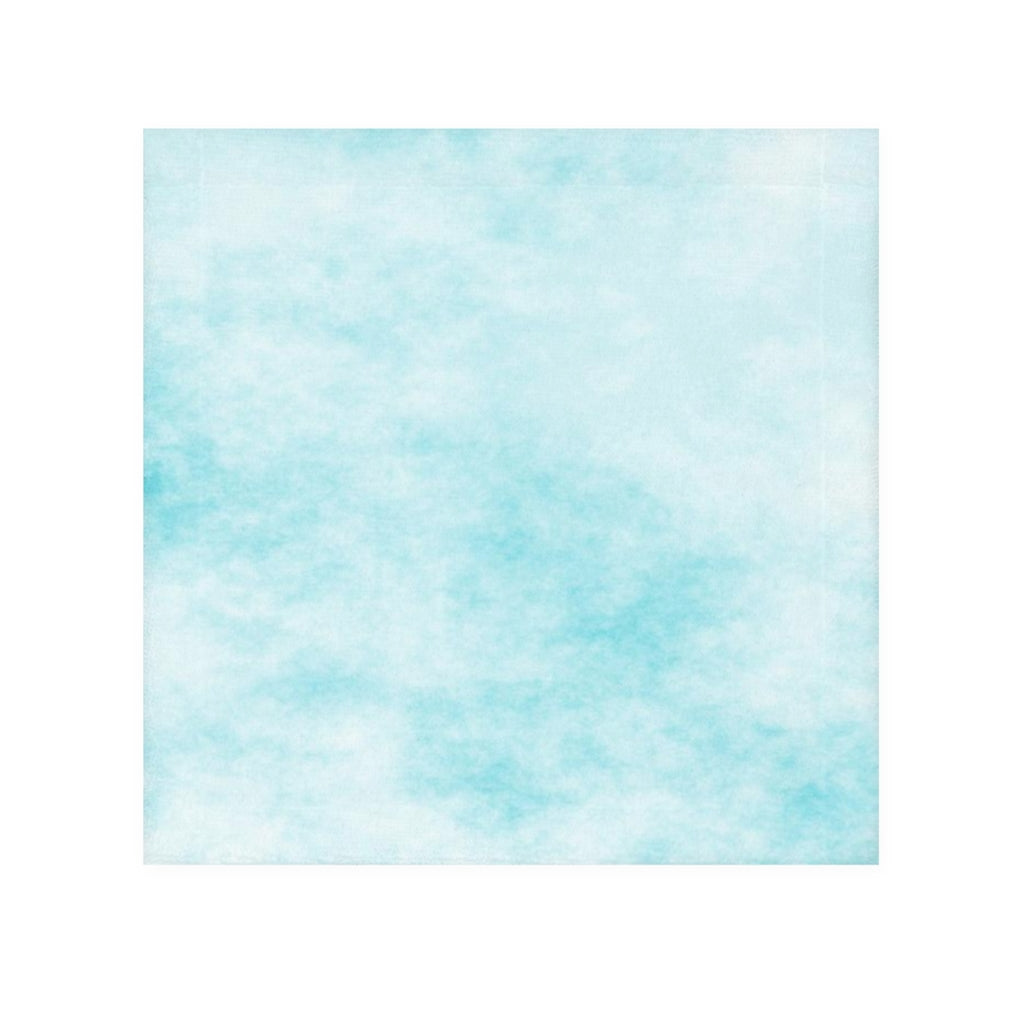 Blue Clouds Face Towel featuring a vibrant custom design on a soft polyester blend front and absorbent cotton back.