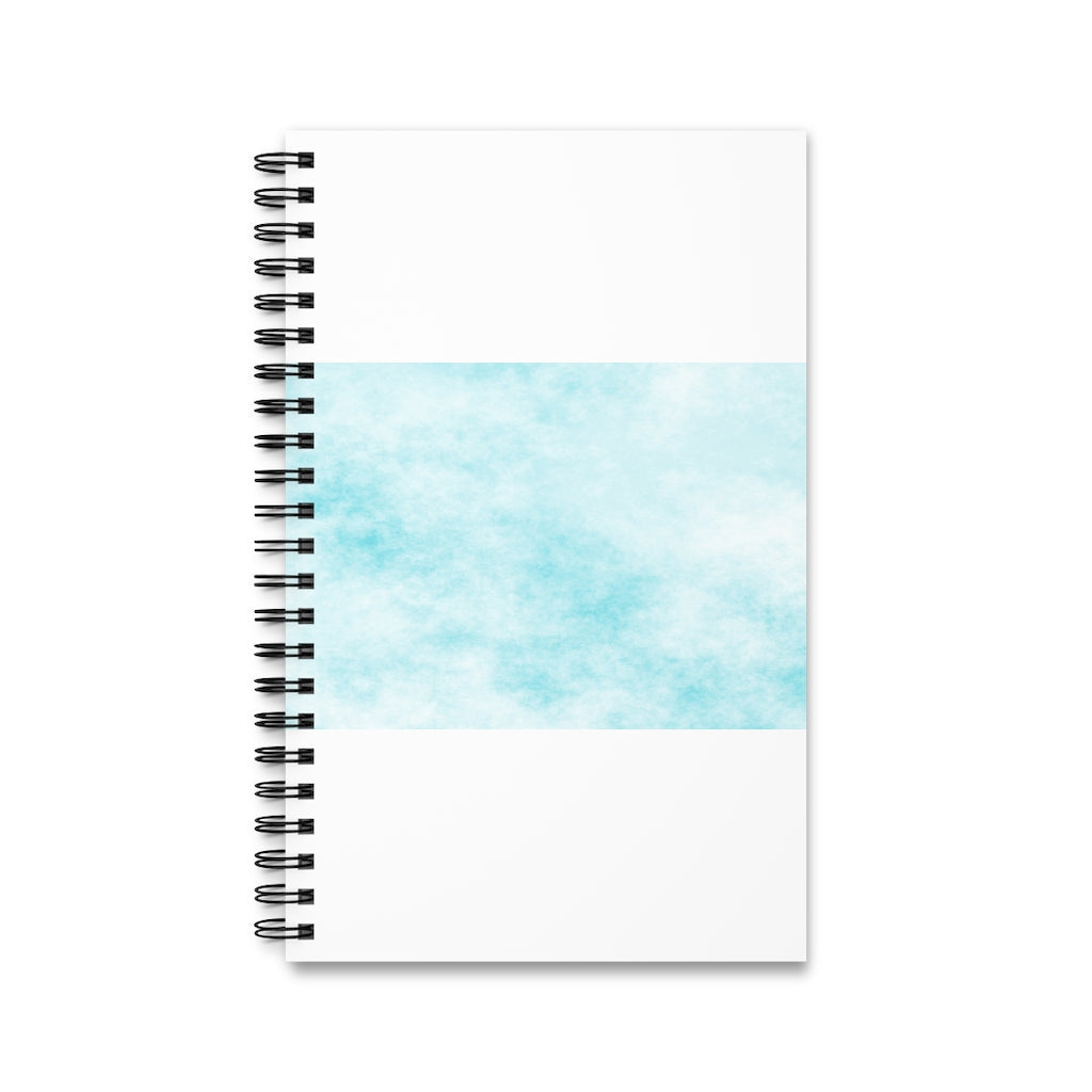 Blue Clouds Spiral Journal featuring a vibrant cloud design, available in various styles including blank, dot grid, lined, and task.