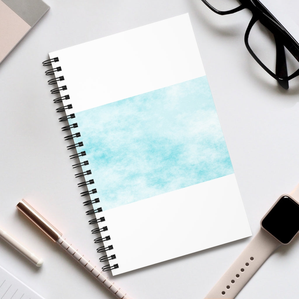 Blue Clouds Spiral Journal featuring a vibrant cloud design, available in various styles including blank, dot grid, lined, and task.