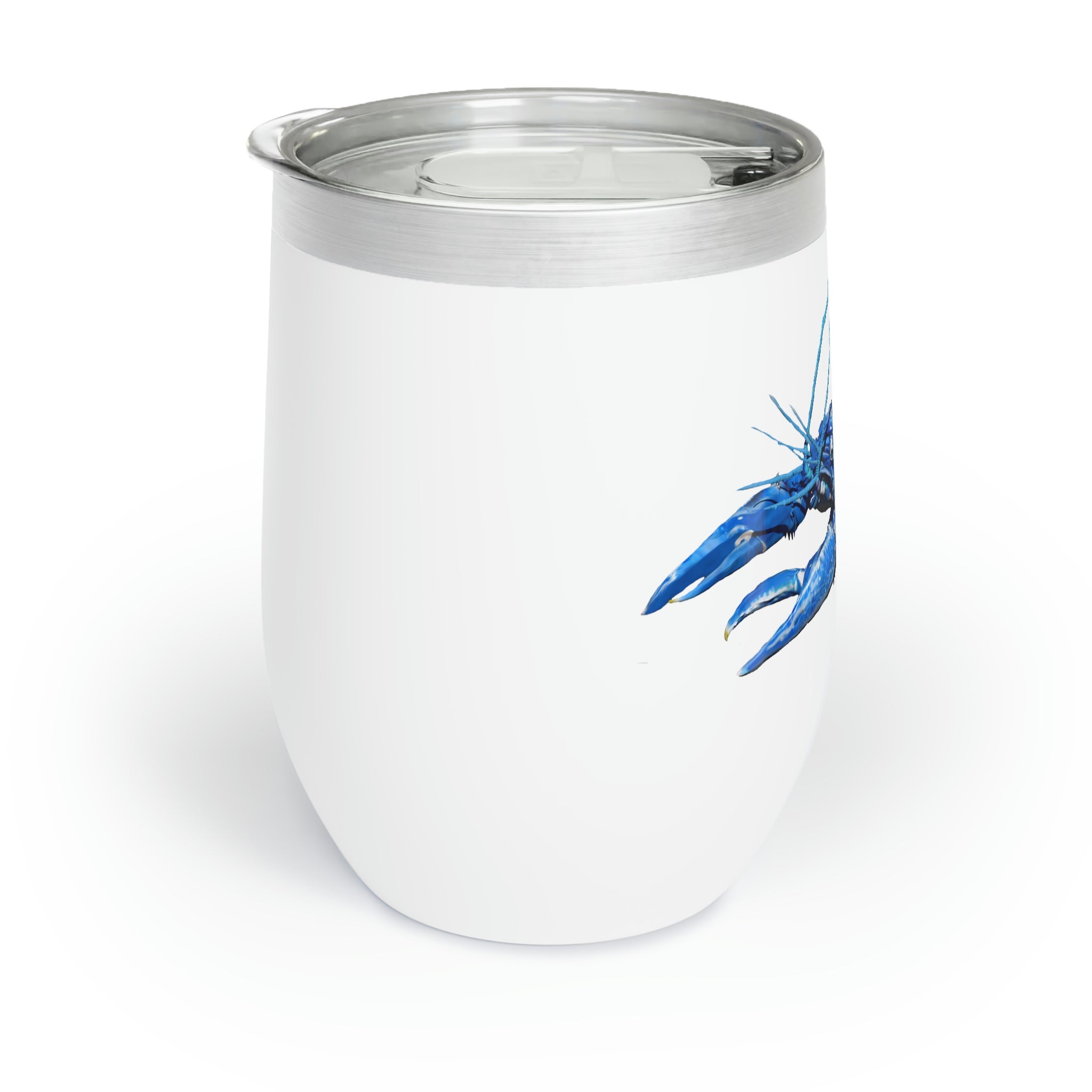 Blue Crawfish Chill Wine Tumbler with double-insulated walls, stainless steel, and customizable design.