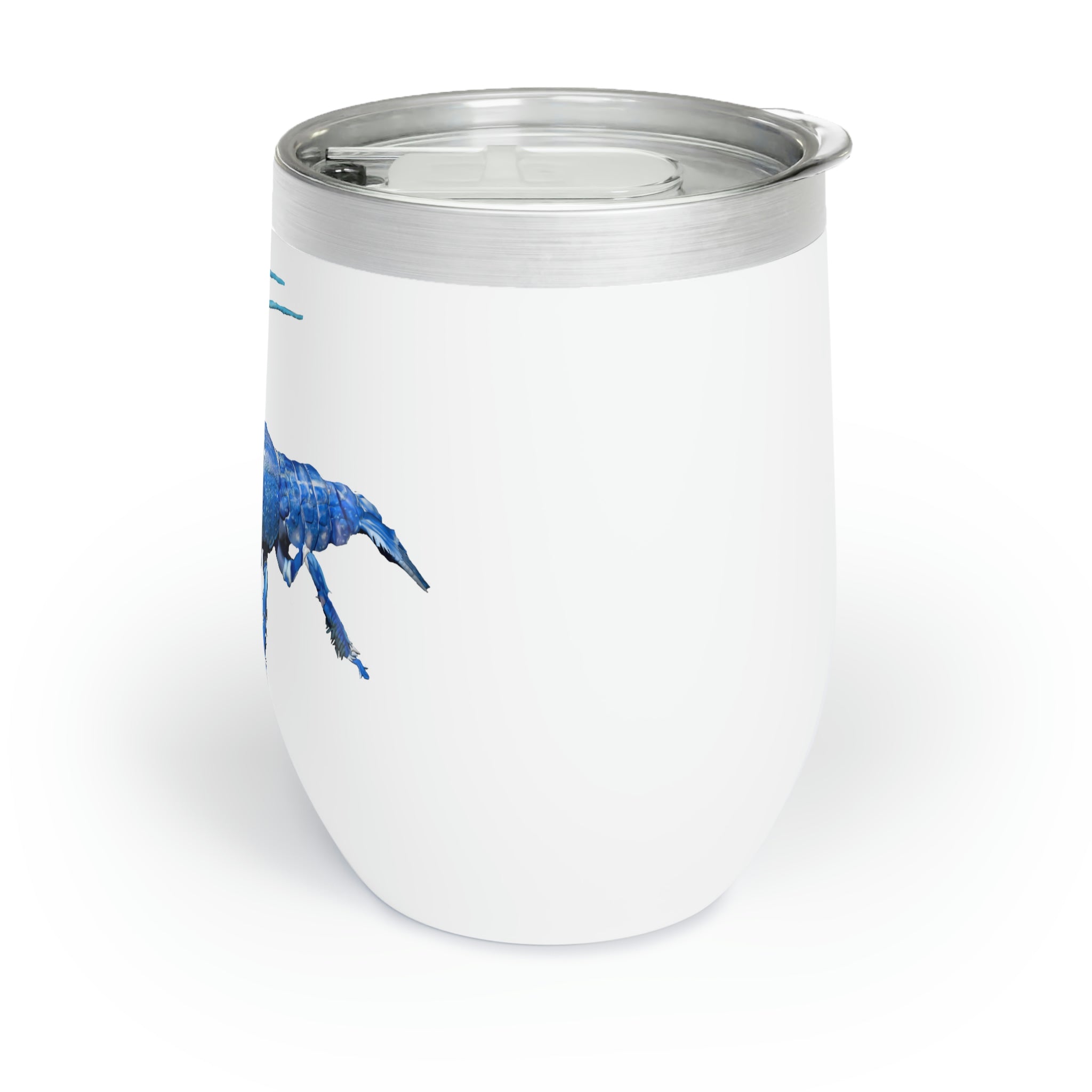 Blue Crawfish Chill Wine Tumbler with double-insulated walls, stainless steel, and customizable design.