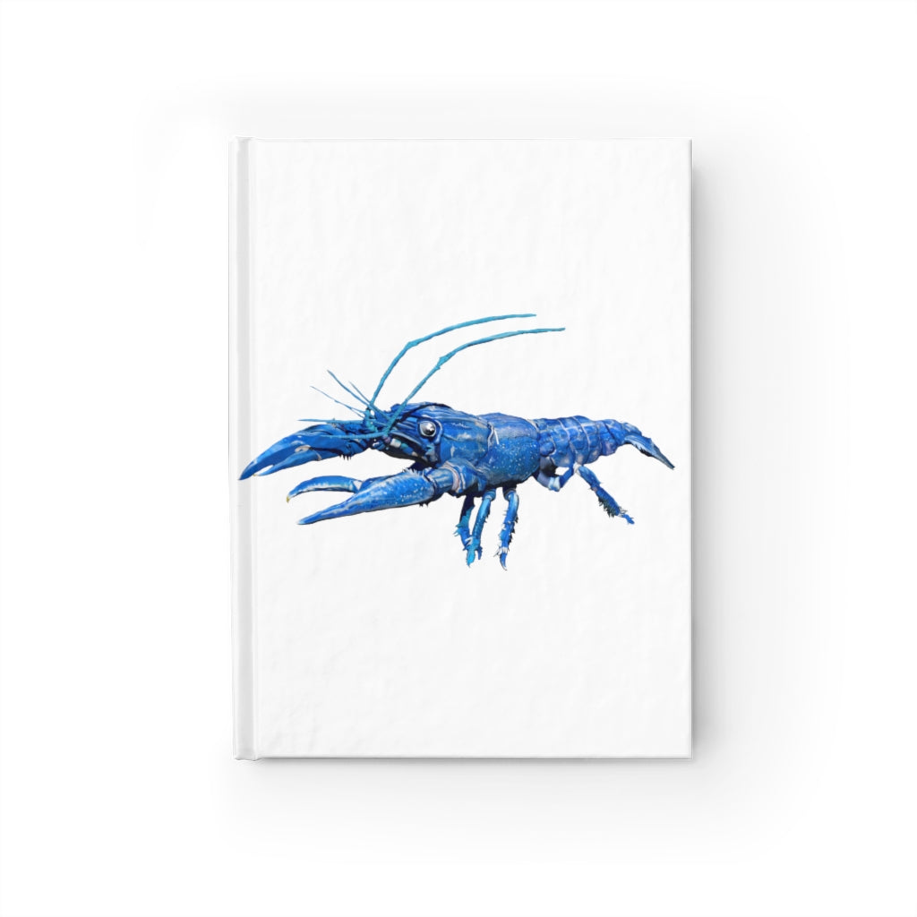 Blue Crawfish Journal with a hardcover and wraparound print, featuring blank pages for writing and sketching.