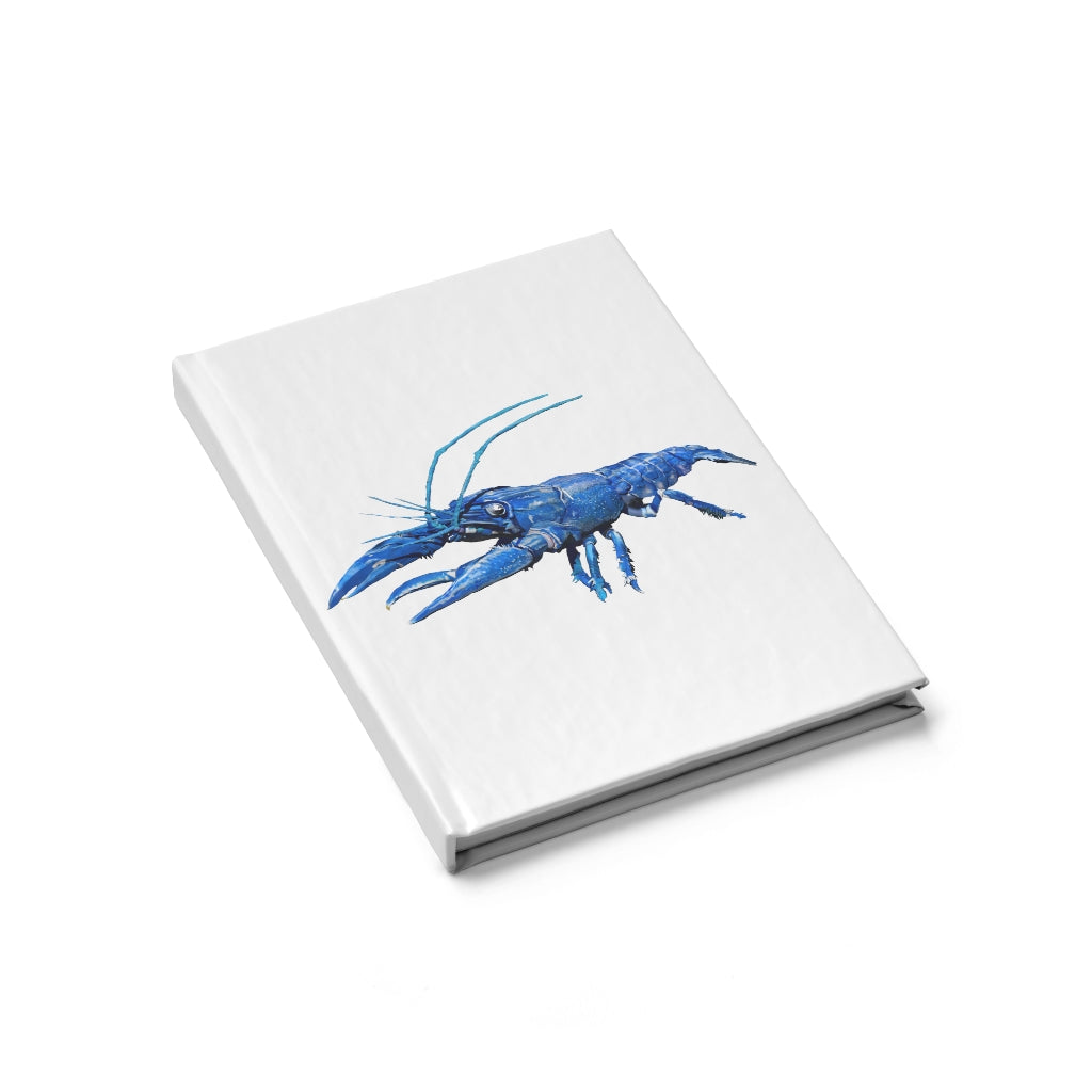 Blue Crawfish Journal with a hardcover and wraparound print, featuring blank pages for writing and sketching.