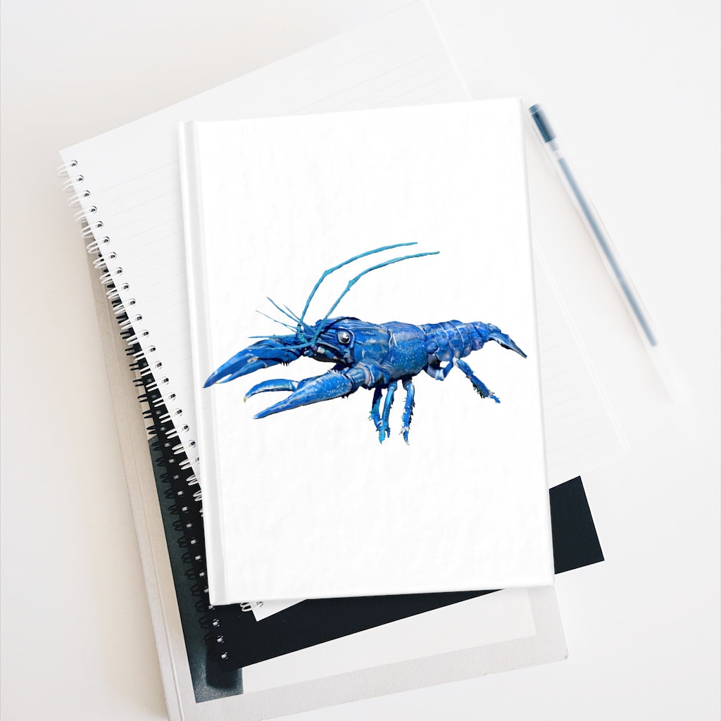 Blue Crawfish Journal with a hardcover and wraparound print, featuring blank pages for writing and sketching.