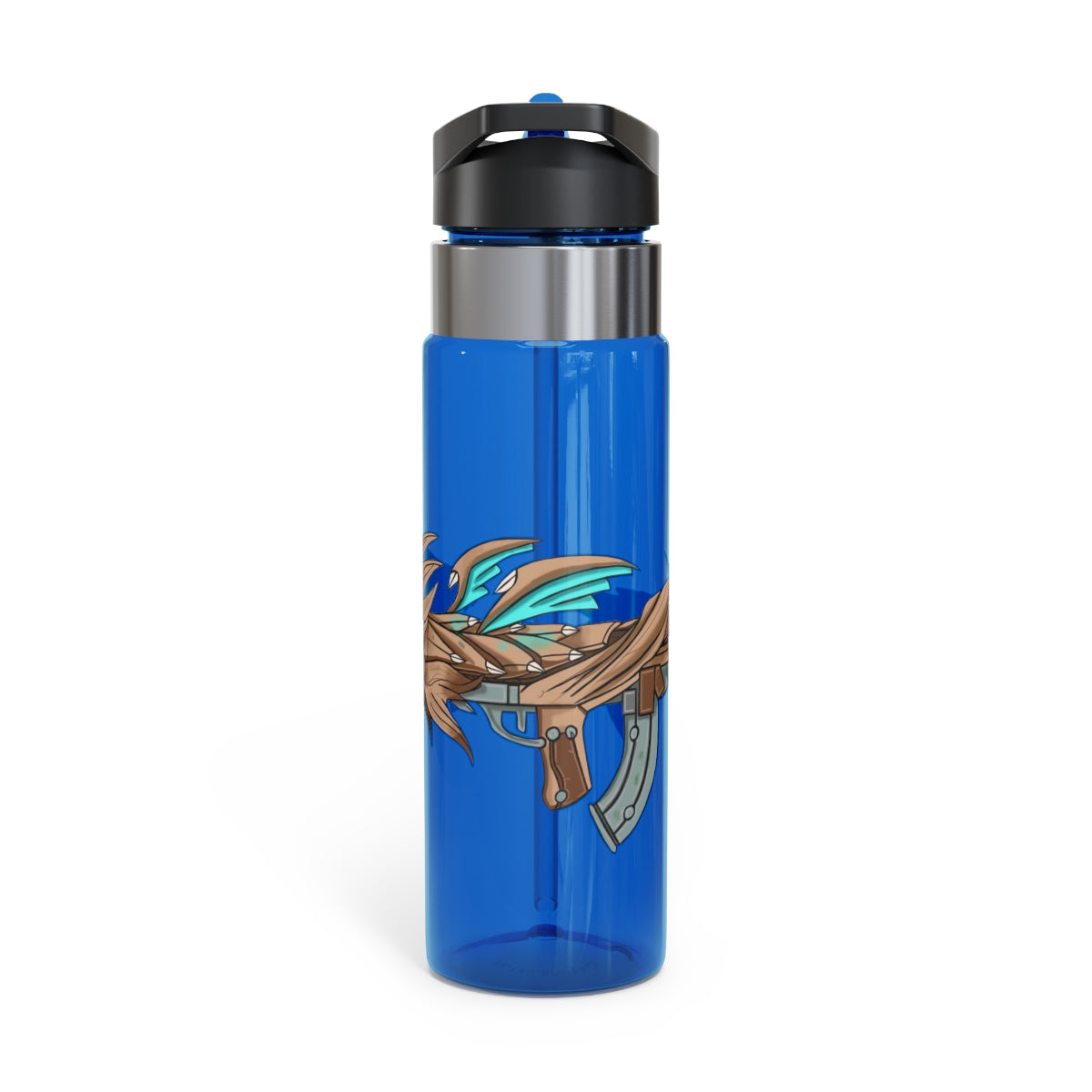 Blue Dragon Gun Kensington Tritan™ Sport Bottle, 20oz, featuring a screw-on lid, straw, and carabiner hook, made from durable BPA-free Tritan plastic.