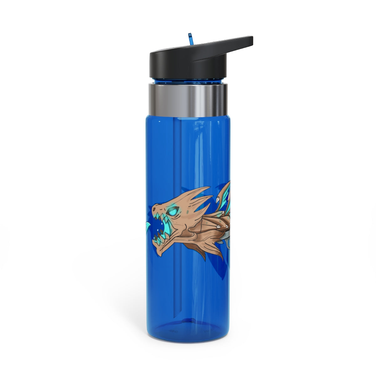 Blue Dragon Gun Kensington Tritan™ Sport Bottle, 20oz, featuring a screw-on lid, straw, and carabiner hook, made from durable BPA-free Tritan plastic.