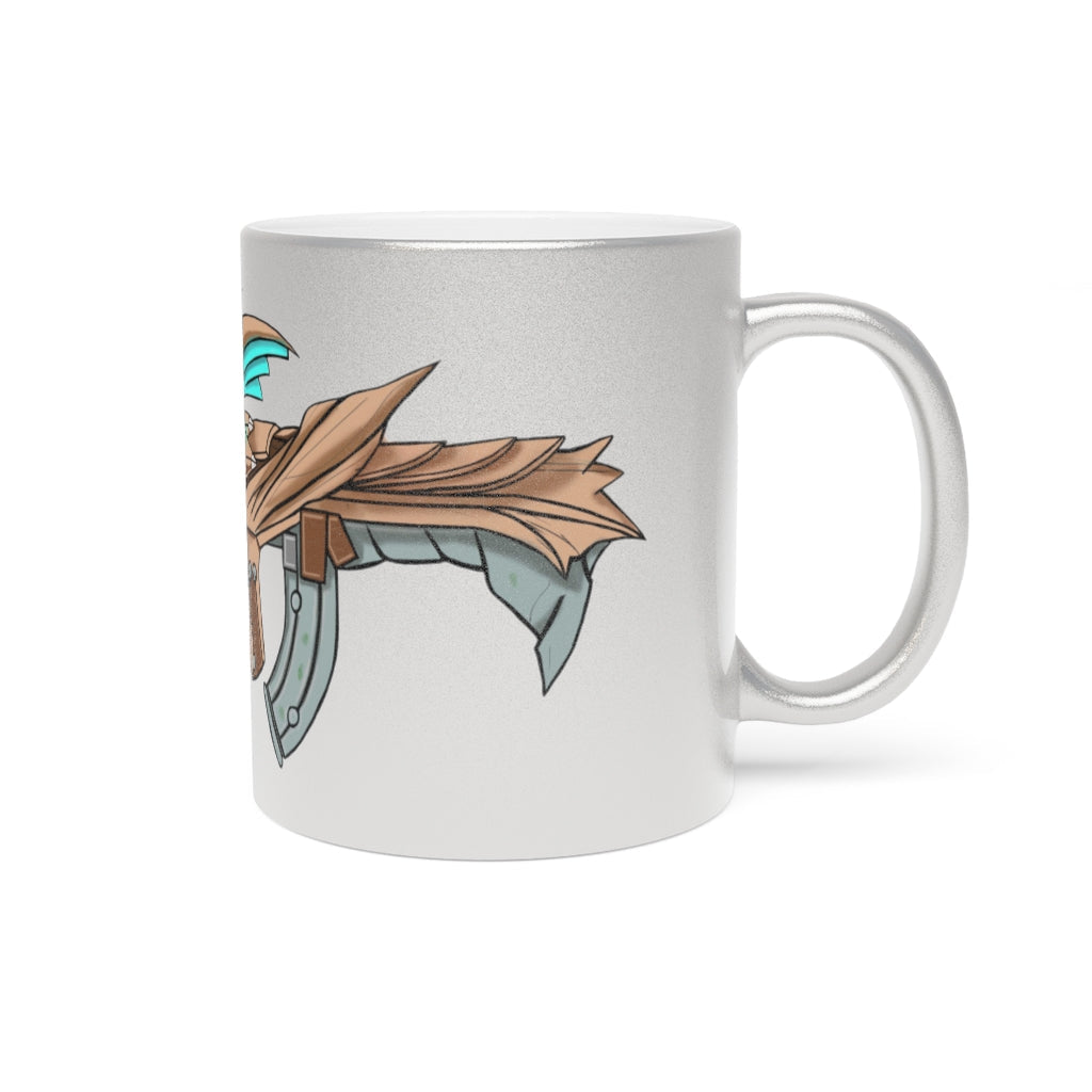 Blue Dragon Gun Metallic Mug in Silver and Gold finishes, showcasing a personalized design option on a ceramic material.