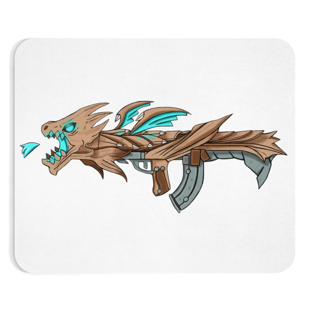 Blue Dragon Gun Mouse Pad featuring a vibrant dragon design on a smooth neoprene surface, ideal for gaming and office use.