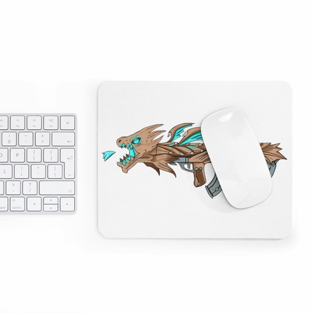 Blue Dragon Gun Mouse Pad featuring a vibrant dragon design on a smooth neoprene surface, ideal for gaming and office use.