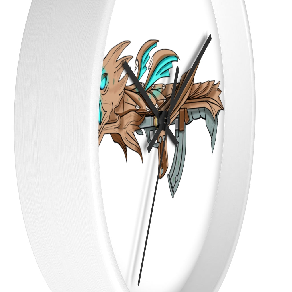 Blue Dragon Gun Wall Clock featuring a unique dragon design with a wooden frame and plexiglass face, ideal for indoor use.