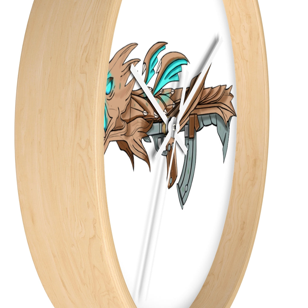 Blue Dragon Gun Wall Clock featuring a unique dragon design with a wooden frame and plexiglass face, ideal for indoor use.