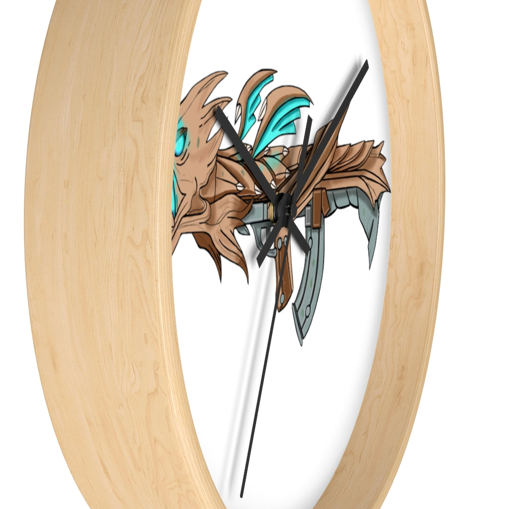 Blue Dragon Gun Wall Clock featuring a unique dragon design with a wooden frame and plexiglass face, ideal for indoor use.