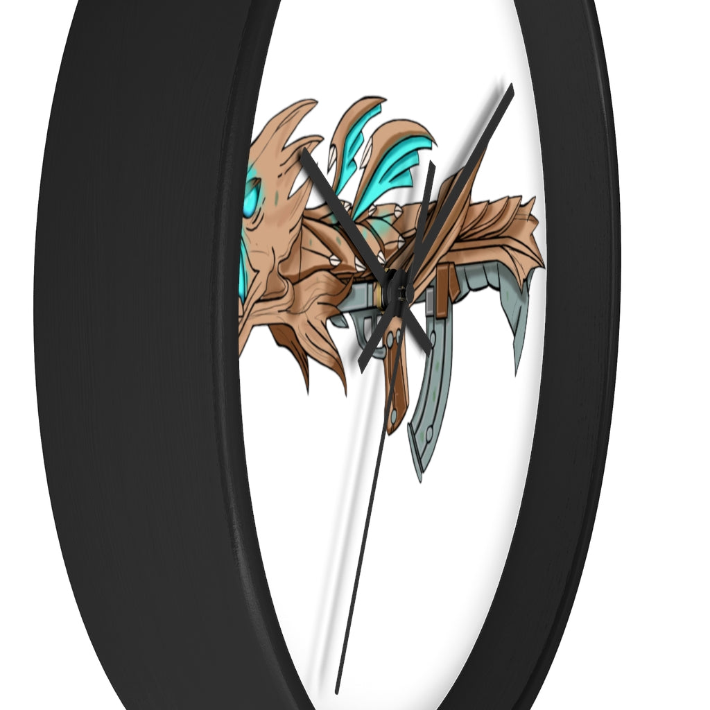 Blue Dragon Gun Wall Clock featuring a unique dragon design with a wooden frame and plexiglass face, ideal for indoor use.