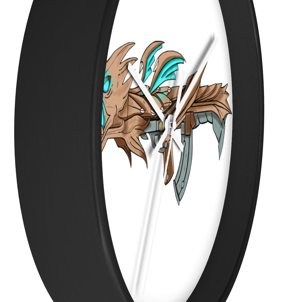 Blue Dragon Gun Wall Clock featuring a unique dragon design with a wooden frame and plexiglass face, ideal for indoor use.