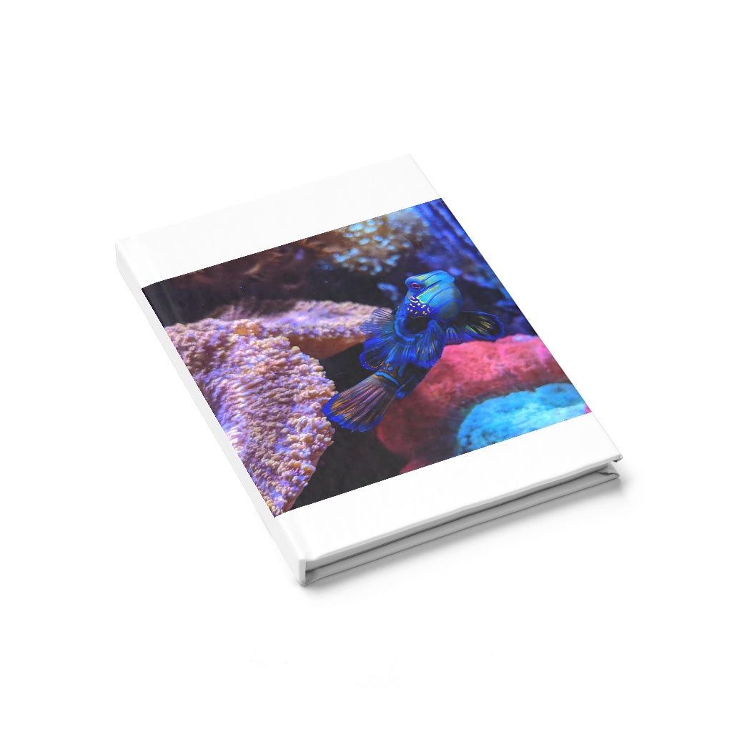 Blue Fish Journal with ruled line pages and durable hardcover, featuring a vibrant wraparound print design.