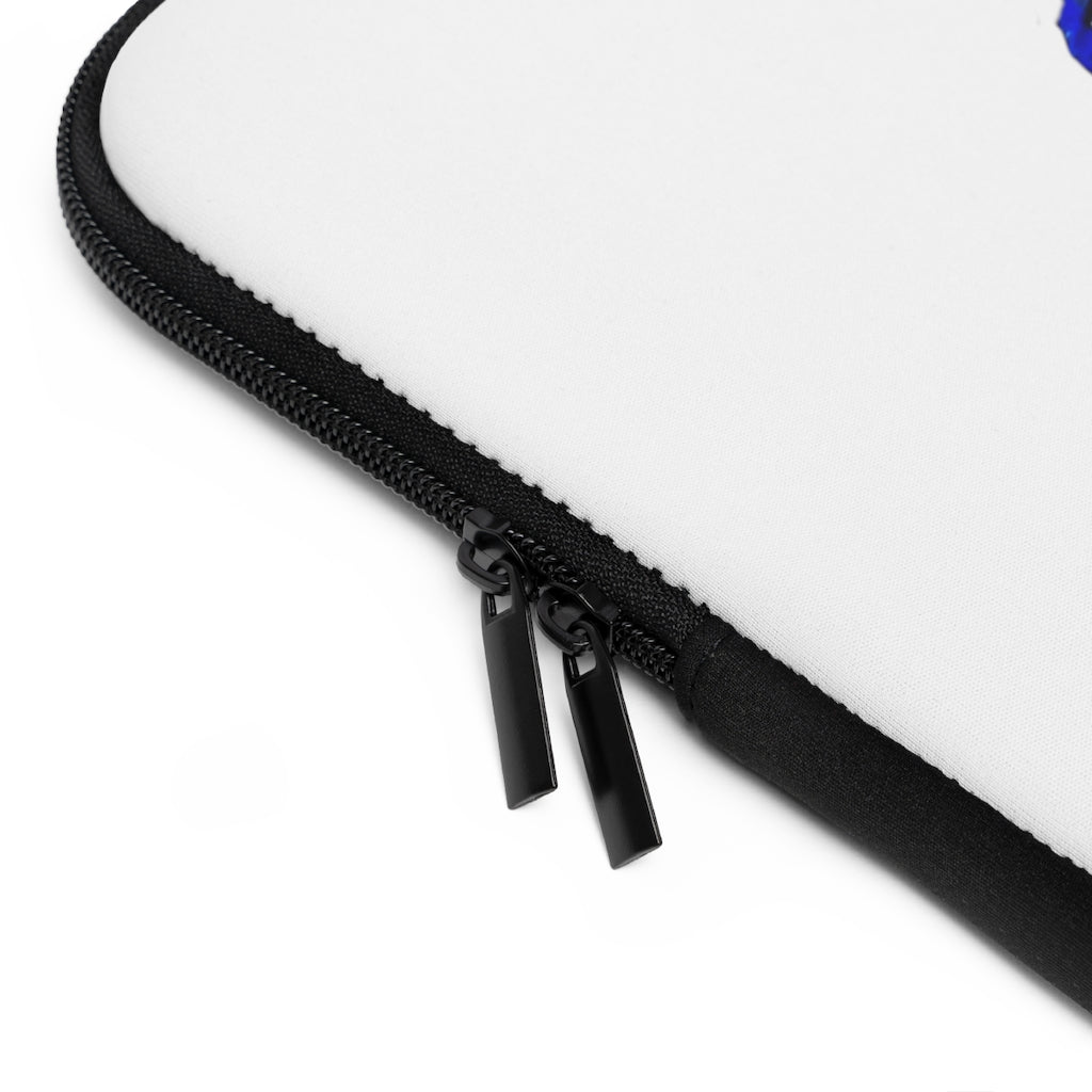 Blue Fish Laptop Sleeve featuring a vibrant fish design and a solid black back, ideal for protecting laptops during travel.