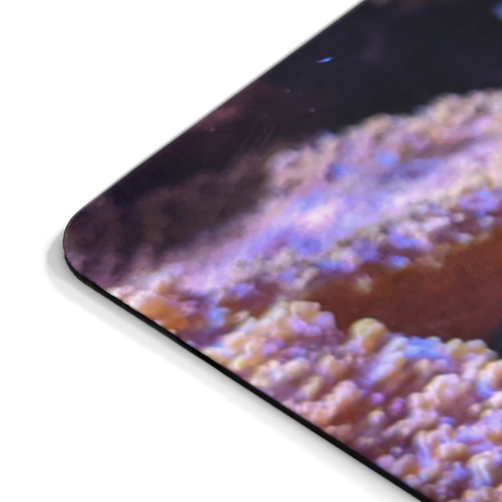 Blue Fish Mouse Pad featuring vibrant fish design on a smooth neoprene surface, ideal for enhancing desk aesthetics.