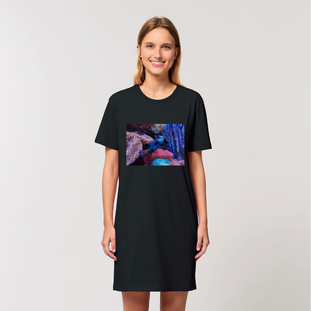 Blue Fish Organic T-Shirt Dress made from 100% organic cotton, featuring a soft-hand feel and stylish design.