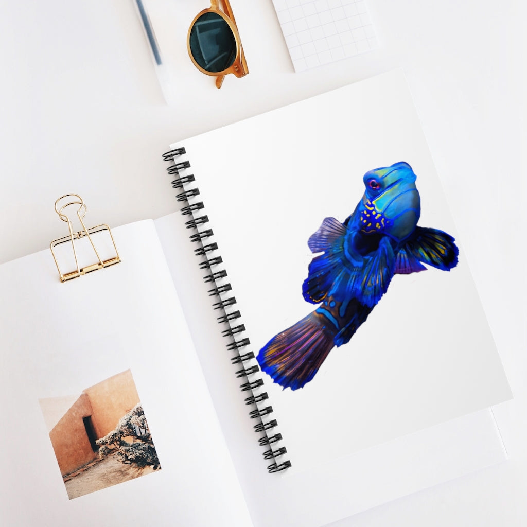 Blue Fish Spiral Notebook with ruled line pages and a vibrant cover design featuring a blue fish.