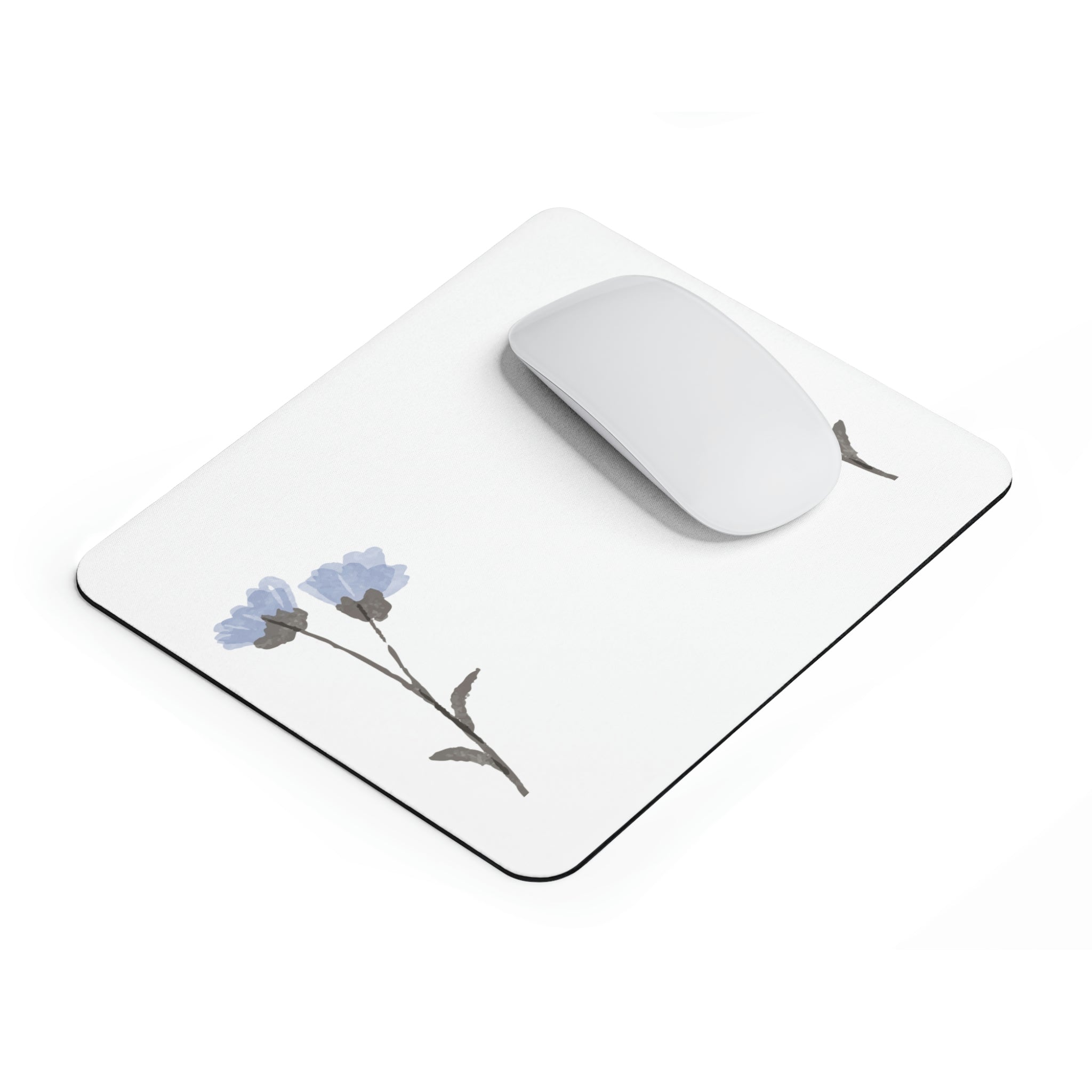 A vibrant blue flowers mouse pad with a soft surface and non-slip rubber base, perfect for enhancing any workspace.