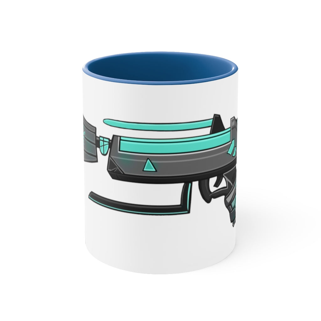 Blue Gun Accent Coffee Mug with a two-tone design featuring a colored interior and C-handle, perfect for coffee and tea.