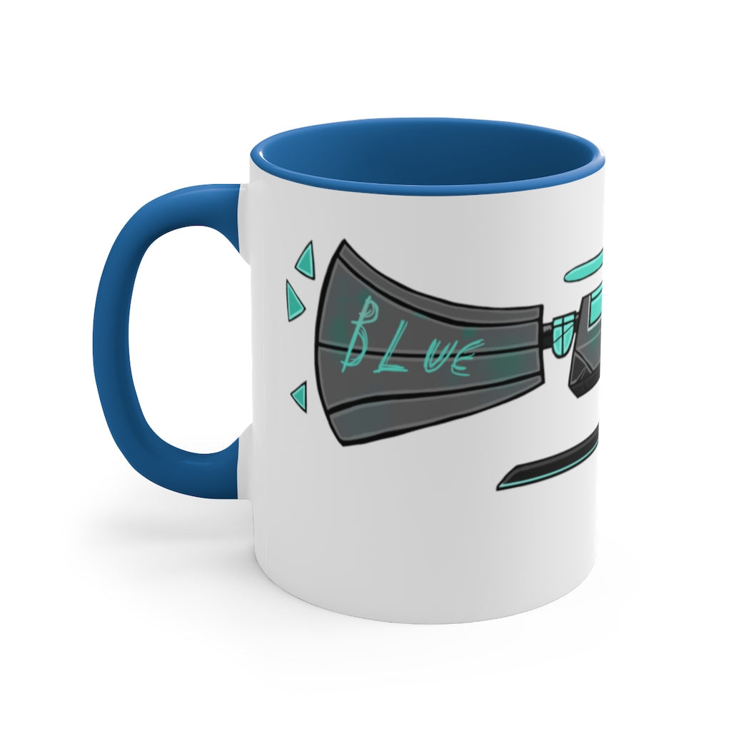 Blue Gun Accent Coffee Mug with a two-tone design featuring a colored interior and C-handle, perfect for coffee and tea.