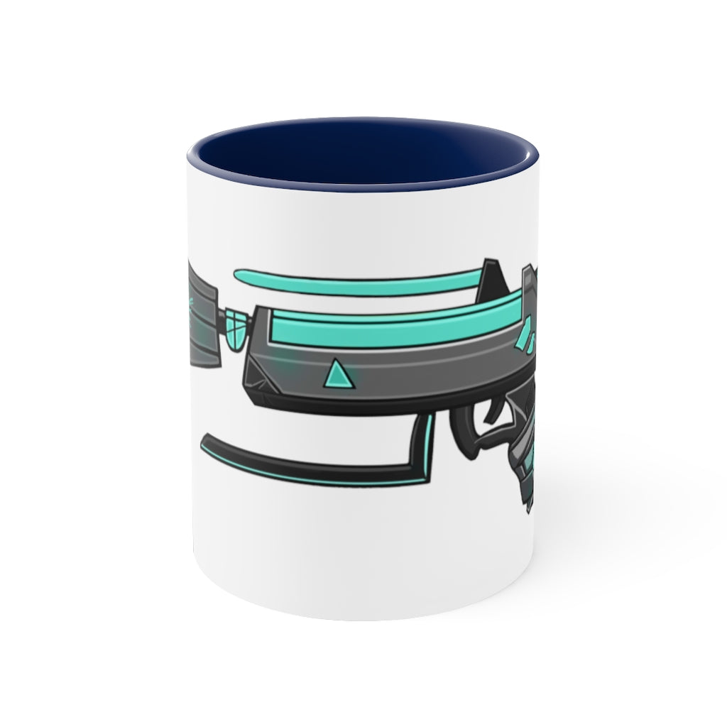 Blue Gun Accent Coffee Mug with a two-tone design featuring a colored interior and C-handle, perfect for coffee and tea.