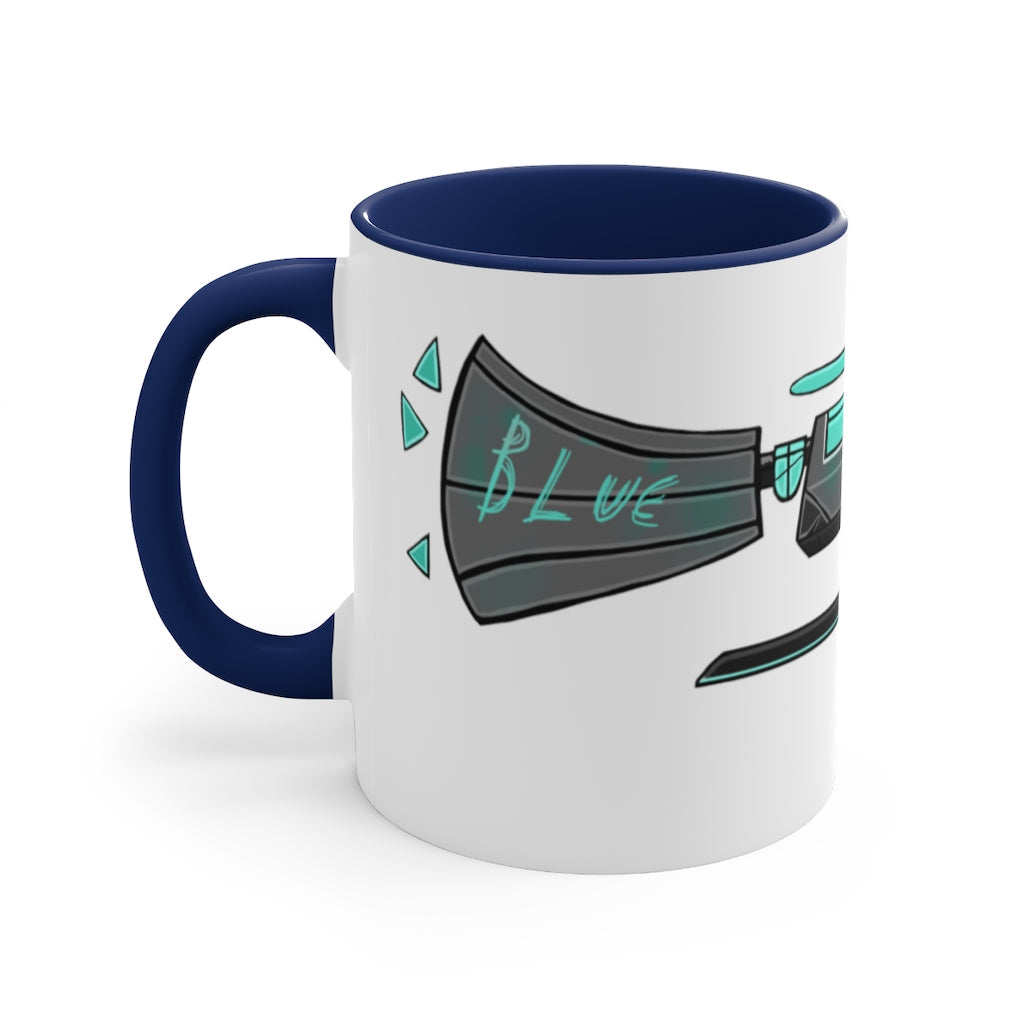 Blue Gun Accent Coffee Mug with a two-tone design featuring a colored interior and C-handle, perfect for coffee and tea.