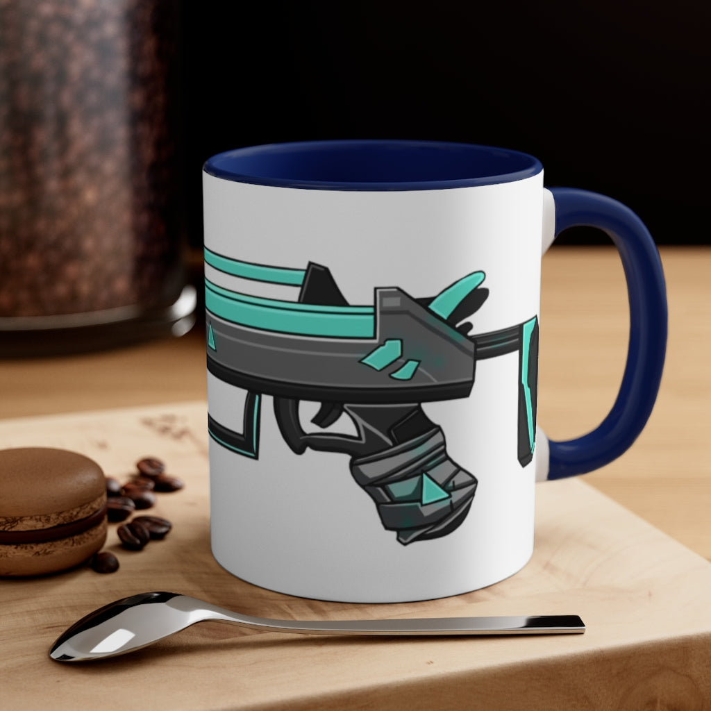 Blue Gun Accent Coffee Mug with a two-tone design featuring a colored interior and C-handle, perfect for coffee and tea.