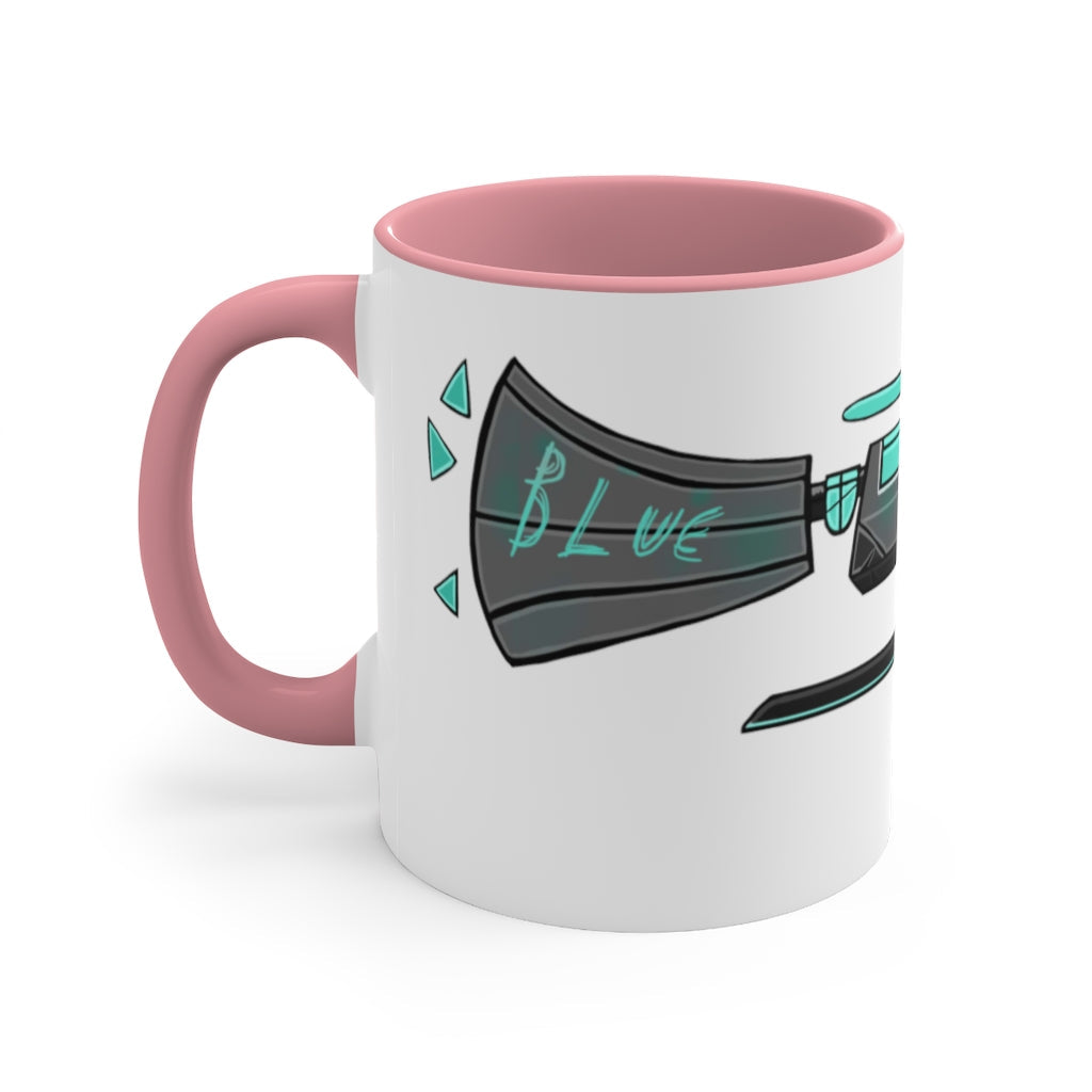 Blue Gun Accent Coffee Mug with a two-tone design featuring a colored interior and C-handle, perfect for coffee and tea.