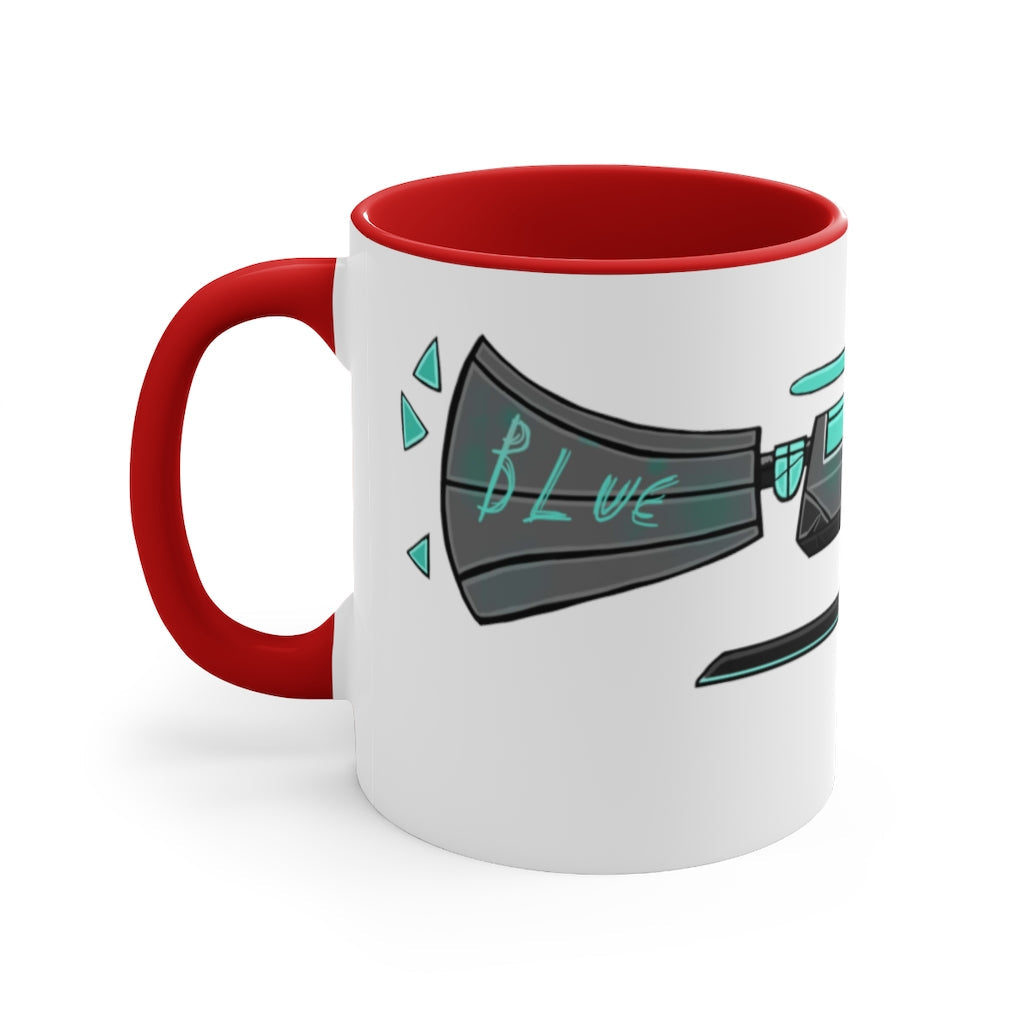 Blue Gun Accent Coffee Mug with a two-tone design featuring a colored interior and C-handle, perfect for coffee and tea.