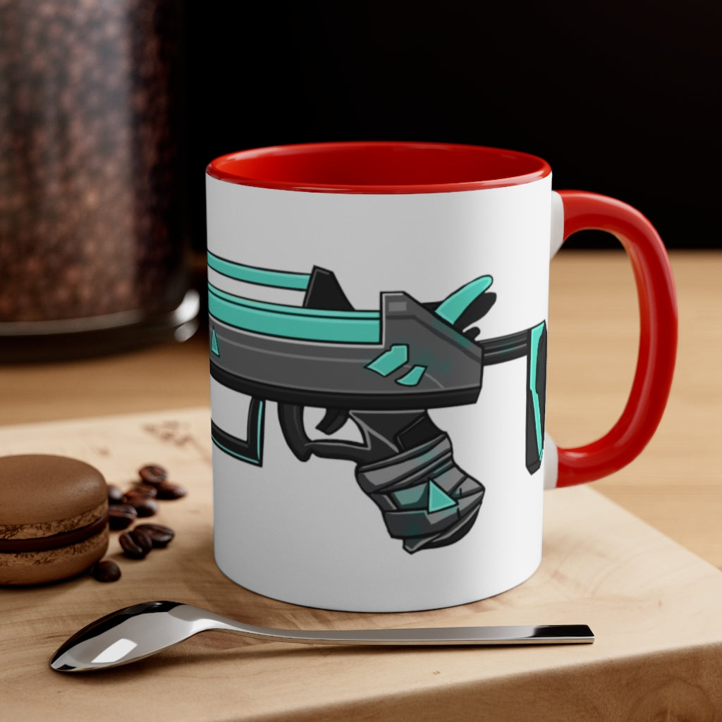 Blue Gun Accent Coffee Mug with a two-tone design featuring a colored interior and C-handle, perfect for coffee and tea.