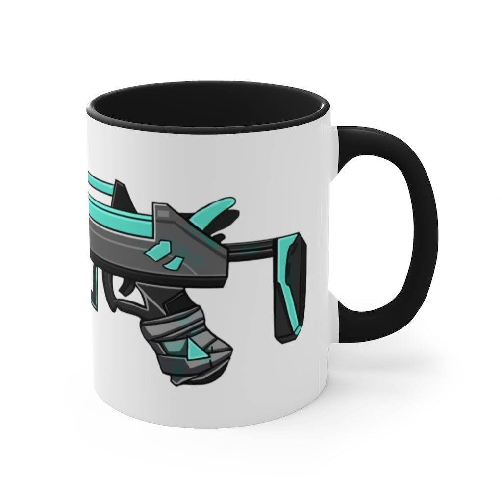 Blue Gun Accent Coffee Mug with a two-tone design featuring a colored interior and C-handle, perfect for coffee and tea.