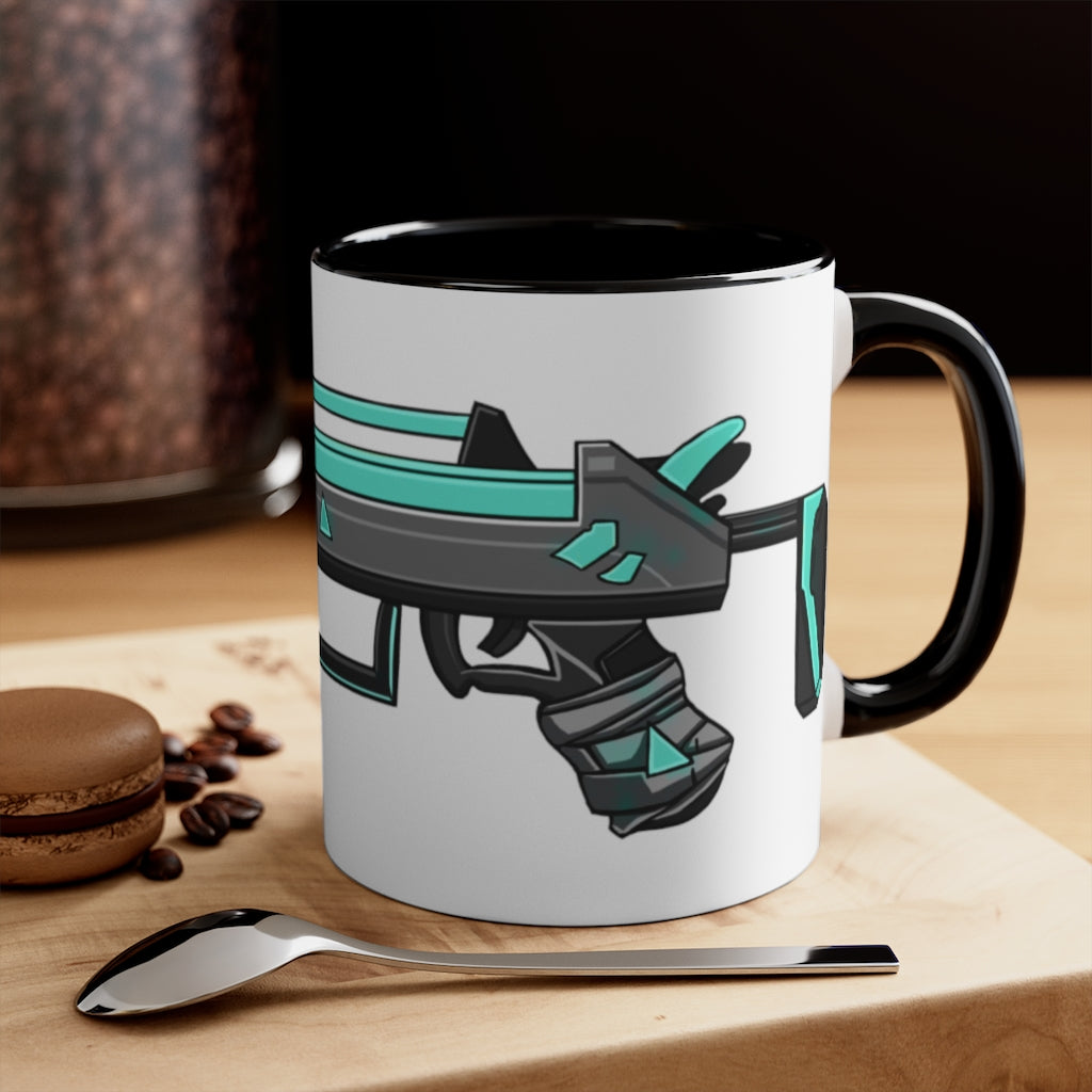 Blue Gun Accent Coffee Mug with a two-tone design featuring a colored interior and C-handle, perfect for coffee and tea.